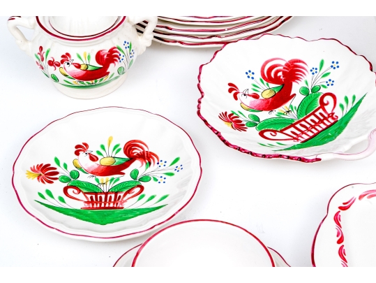 Thirty-One Piece French St. Clement Hand-Painted Ceramic Dining Service