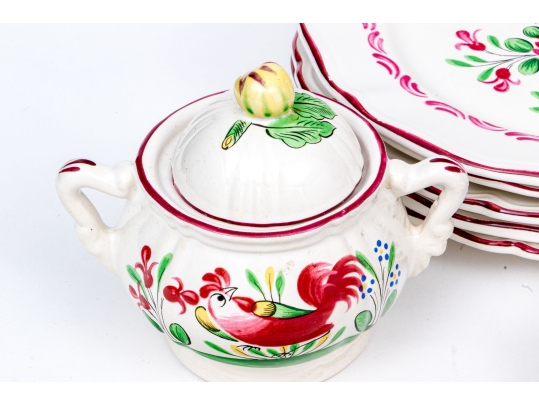 Thirty-One Piece French St. Clement Hand-Painted Ceramic Dining Service