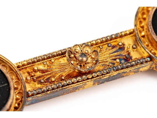 14k Gold Antique Beautiful Ornate Pietra Dura Grand Tour Brooch