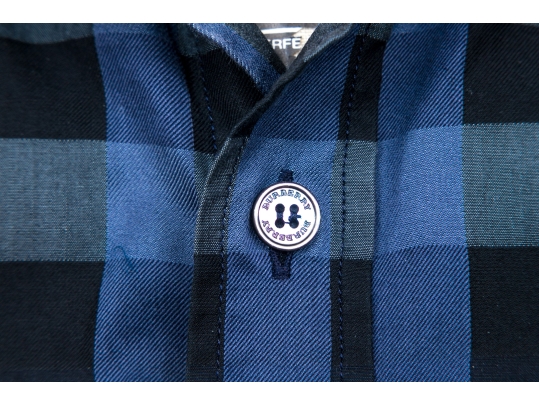 Burberry Blue Plaid Button-Up Shirt, Size 15 1/2-39 / 32-33