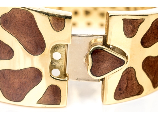 Roberto Coin 18k Yellow Gold Magnificent Ultra Wide Giraffe Patterned Bangle Bracelet