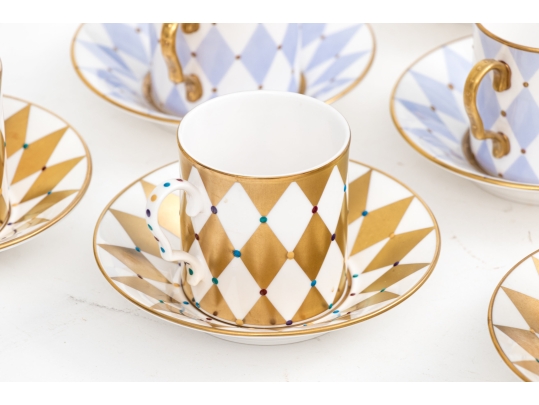 Set Of Twelve Thomas Goode Fine Bone China Demitasse Cups And Saucers
