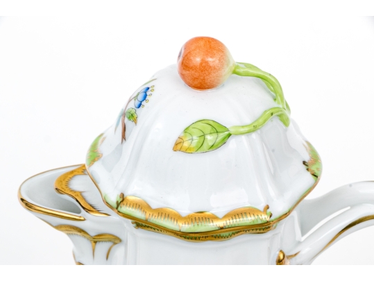 Rare Herend Hungary Hand-Painted Coffee Set,  Queen Victoria (VBO) Pattern