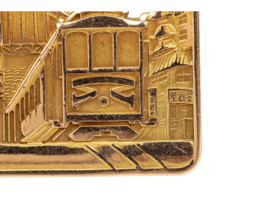 10k Yellow Gold Vintage Cable Car And Golden Gate Bridge Charm