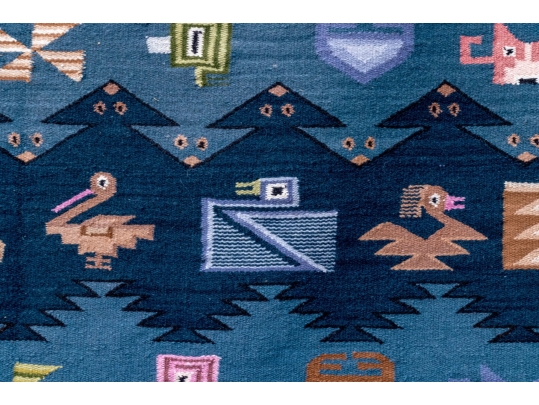 Fun Pictorial Animal Motif Hand-Knotted Wool Kilim, 5’-1/2” X 3’-10