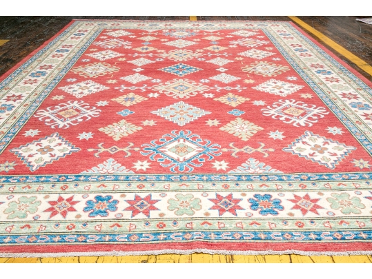 HAND KNOTTED ROOM SIZE PAKISTAN KAZAK WOOL CARPET - Apx. 9 X 12, NEW