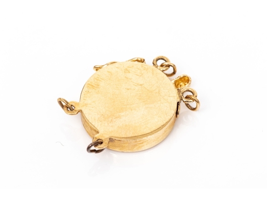 14k Yellow Gold Striking Vintage Double Strand Pearl/bead Clasp, Matte Finished Top