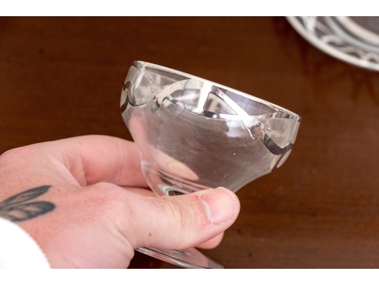 Collection Of Silver Overlaid Sherbet Glasses With Underplates
