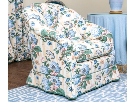 Custom Upholstered Tub Back Accent Lounge Chair