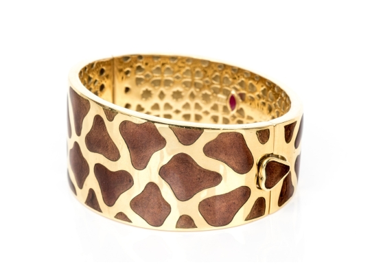 Roberto Coin 18k Yellow Gold Magnificent Ultra Wide Giraffe Patterned Bangle Bracelet