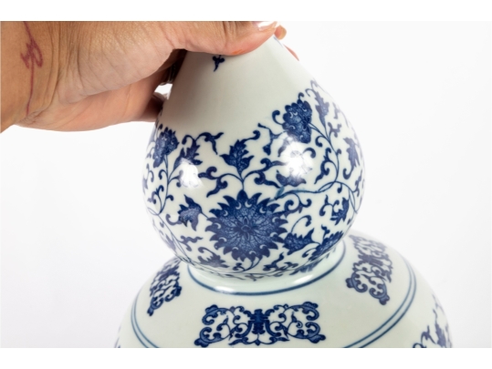 Chinese Import Blue And White Porcelain Double Gourd Vase