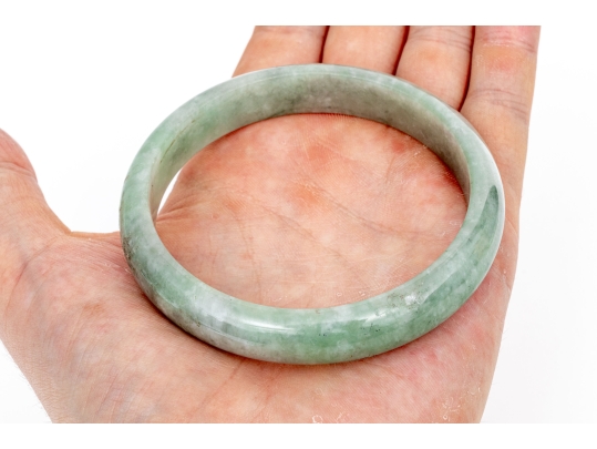 Green Jadeite Jade Slip On Bangle Bracelet, See Conditions