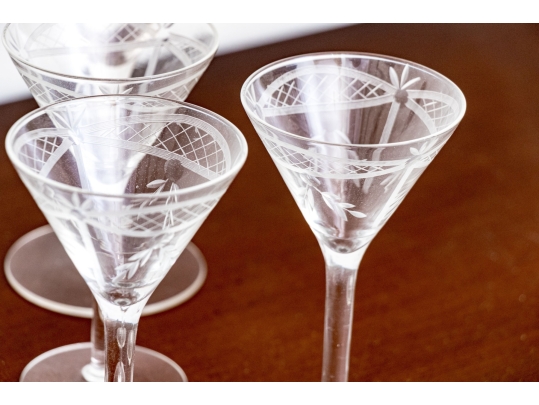 Collection Of Eleven Etched Crystal Goblets