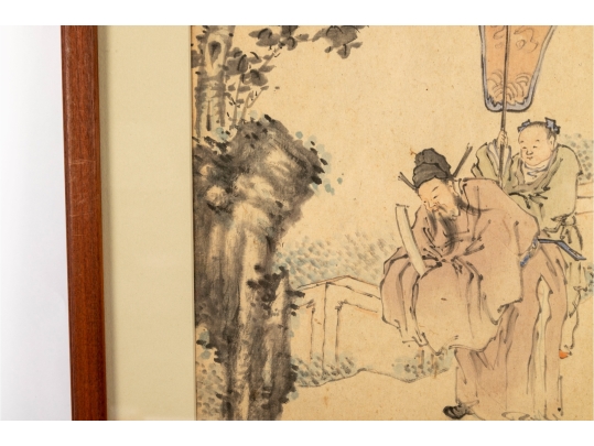 Signed Chinese Watercolor Painting Of Nobles/Scholars