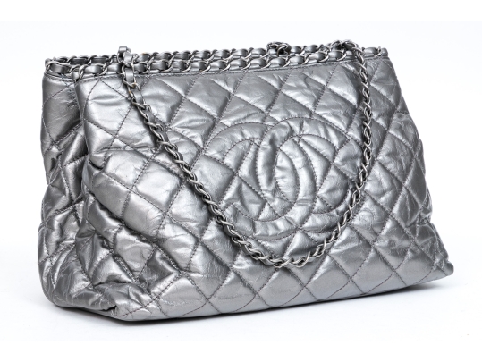 Chanel Silver Metallic Leather 