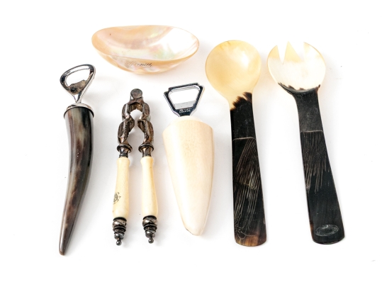 Decorative Horn And Shell Serving Utensils