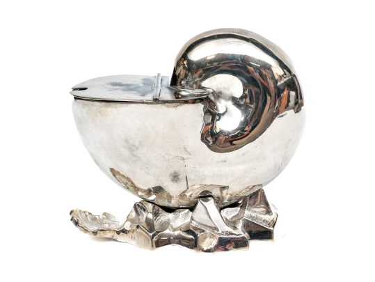 Antique English Victorian Silverplate Nautilus Spoon Warmer
