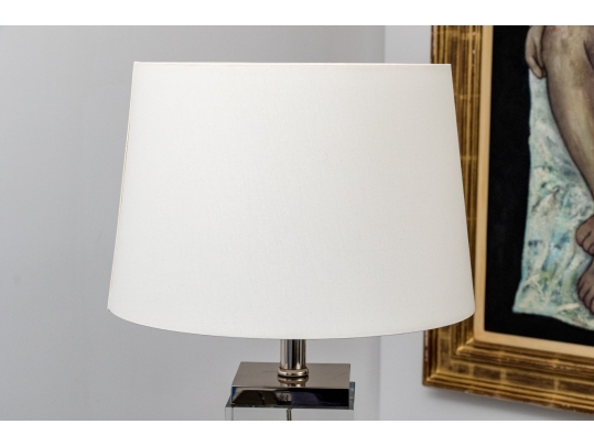 Restoration Hardware Quality Pair Of Solid Crystal Table Lamps