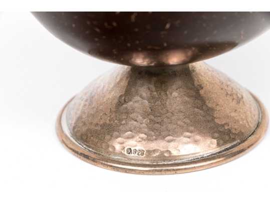 Three Antique Wood And Silver Mounted Goblets