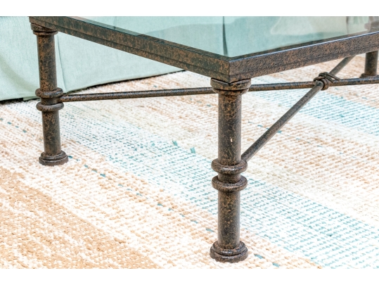 Giacometti Style Industrial Chic Glass Top Cocktail Table