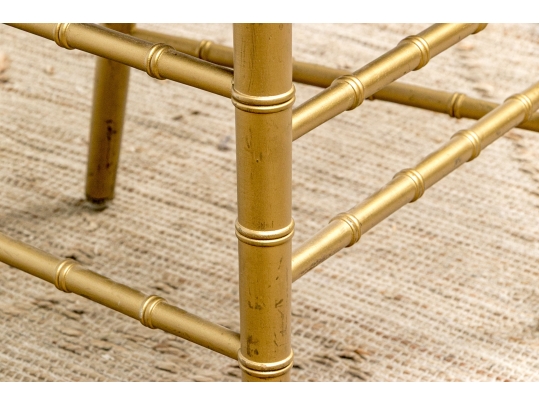 Set Of Twelve Faux Bamboo Gilt Finished Side Chairs, With Cushions