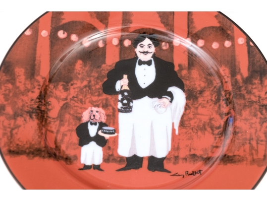 Set Of Six Williams Sonoma Waiter Motif Plates