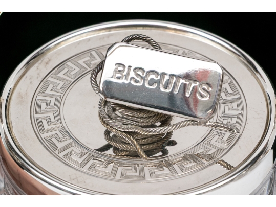 Antique Cut Glass And Silverplate Biscuit Jar
