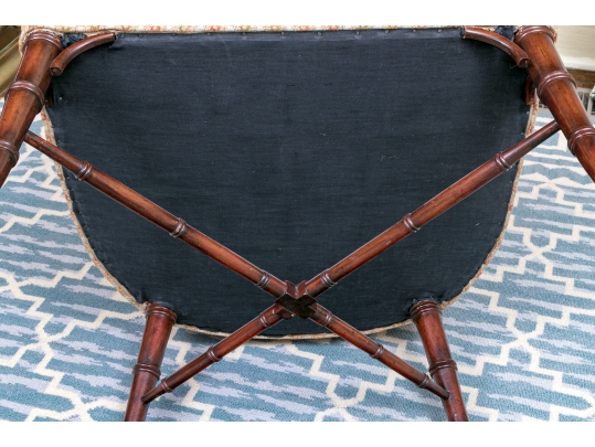 Upholstered Tub Back Armchair With Faux Bamboo Frame