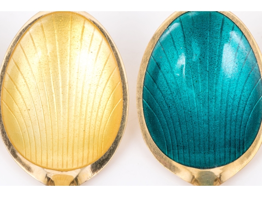 Set Of Four David- Andersen Norway Enameled Sterling Silver Vermeil Demitasse Spoons  1.290 Gross TO