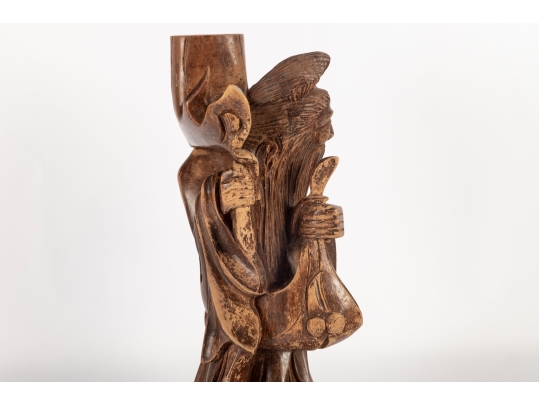 Antique Chinese Carved Wood Scholar Figure