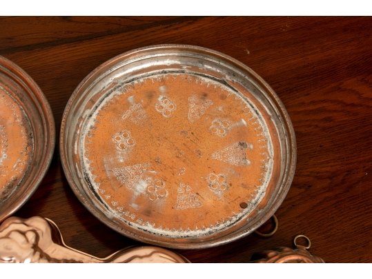 Impressive Collection Of  Four Copper Molds And  Four Plates