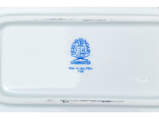 Herend Hungary Hand-Painted Porcelain Rectangular Platter, Blue Cornflower Garland (PBG) Pattern