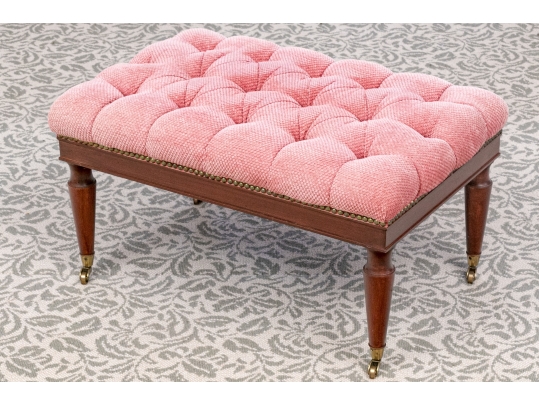 Quality Custom Upholstered Mahogany Ottoman