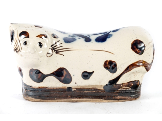 Chinese Porcelain Cat Pillow, Early 1900s