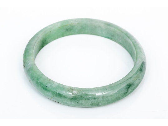 Green Jadeite Jade Slip On Bangle Bracelet, See Conditions