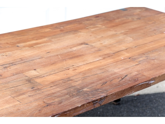 Wooden Dining Table On Steel Legs - For Upcycle