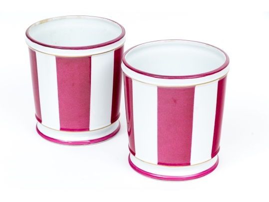 Pair Of Marie Daage Paris Hand Painted Porcelain Cache Pots