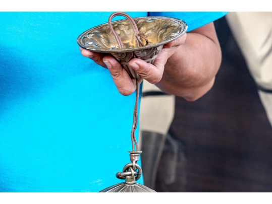 Pair Of Vintage Glass Shaded Pendant Lights
