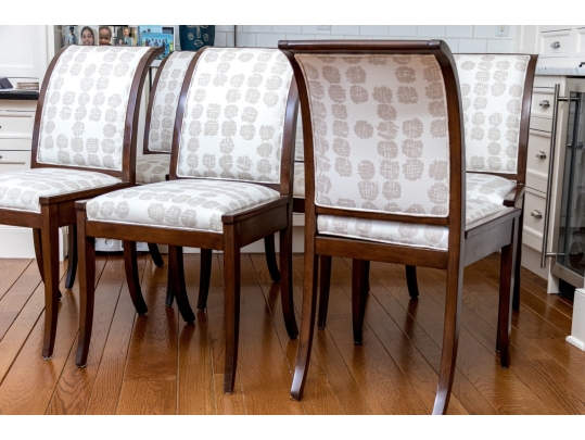 Set Of Six Custom Upholstered Regency Style Klismos Side Chairs