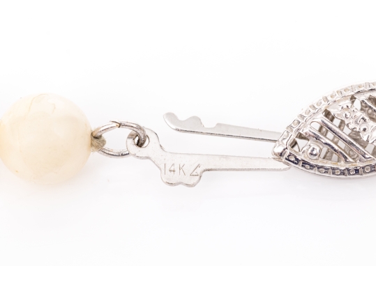 Vintage Opera Length Strand Of 5.5mm To 5.75mm Cultured Pearls, With 14k Fishhook Clasp