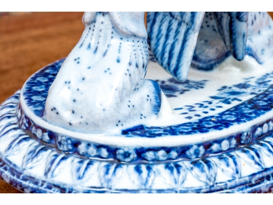 Decorative Blue And White Porcelain Compote Centerpiece