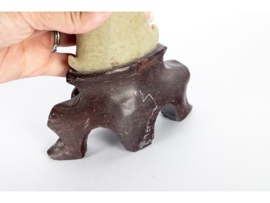 Carved Soapstone Vase With Floral Motif