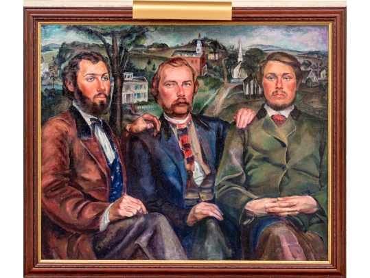 Tressa Emerson Benson (American, 1896-1987) Oil On Canvas, Three Gentlemen