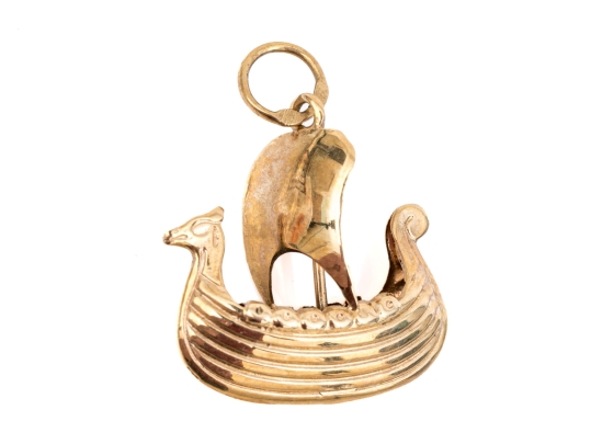 14K Unique Viking Ship Pendant