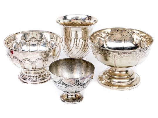 Four Quality English Silver-Plated Bowl