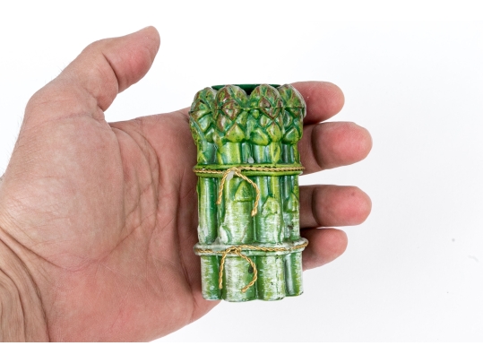 Suite Of Six Heavy Resin Asparagus Form Candlesticks With Small Wax Cups