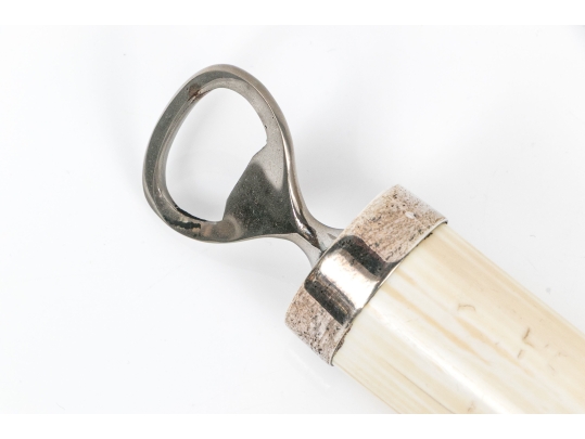 Antique Oversized Tusk And Silverplate Bottle Opener