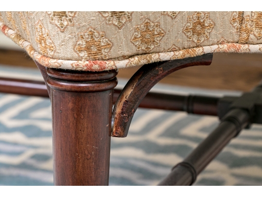 Upholstered Tub Back Armchair With Faux Bamboo Frame