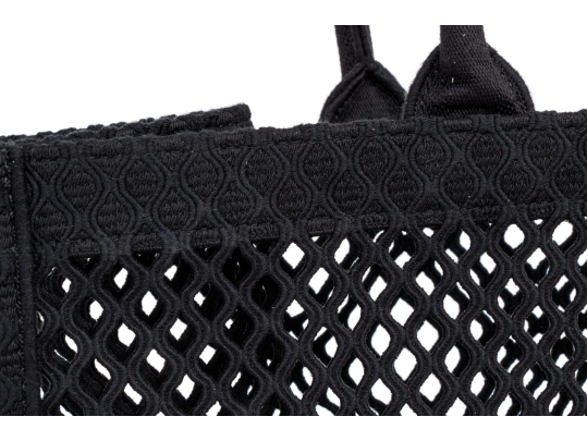 Christian Dior Large Black Fabric Mesh Book Tote Bag