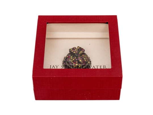 Jay Strongwater Pill Box With Bow, Boxed